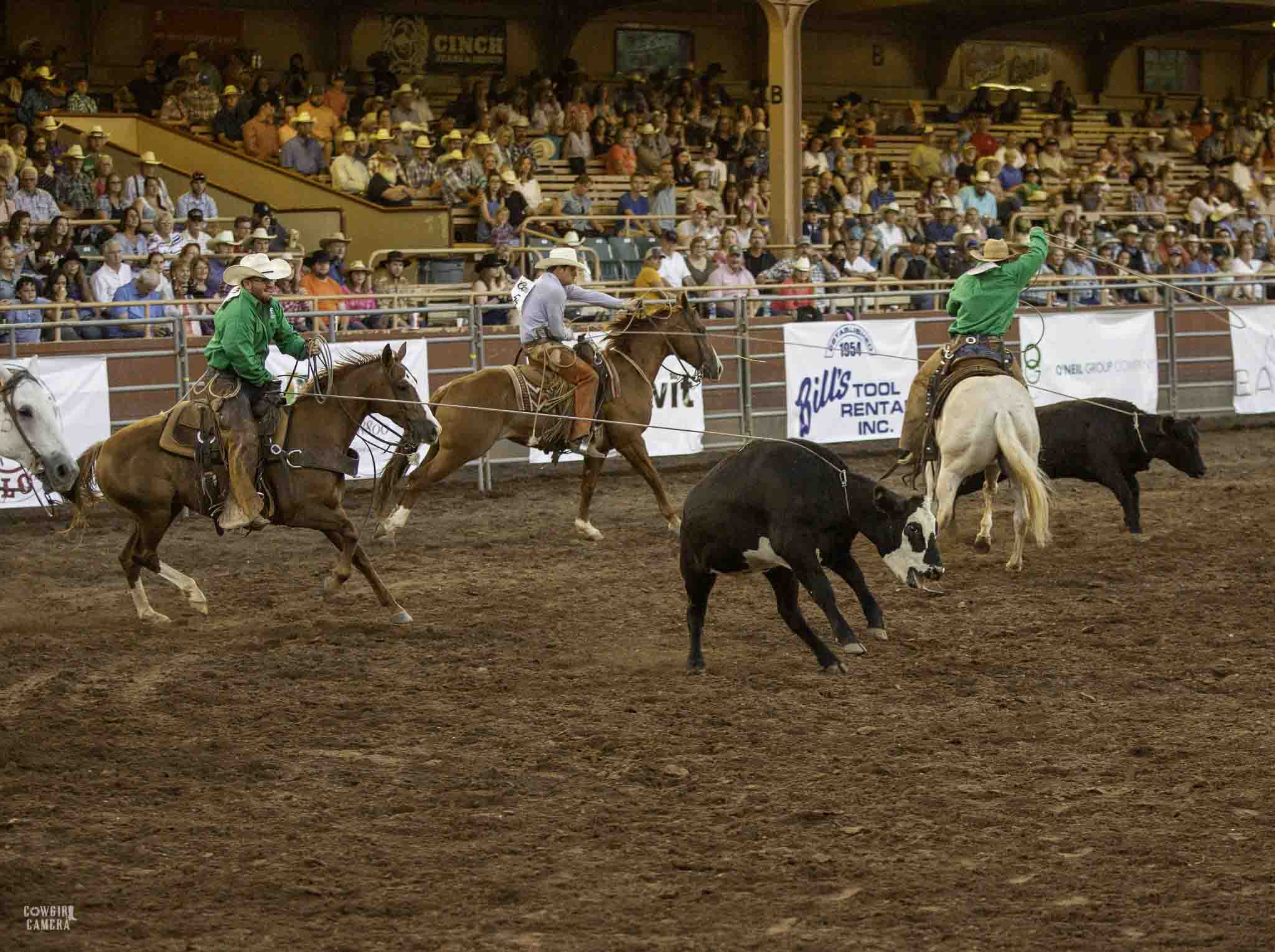 Ranch Rodeo Finals two ropers have two calves caught